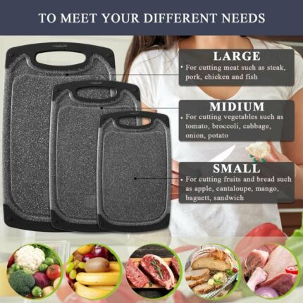 Cutting Boards for Kitchen, Set of 3 Small to Large Cutting Board Set